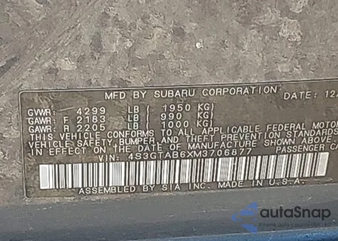 2021 Subaru Impreza 5-Door из США, поврежденный, VIN 4S3GTAB6XM3706877